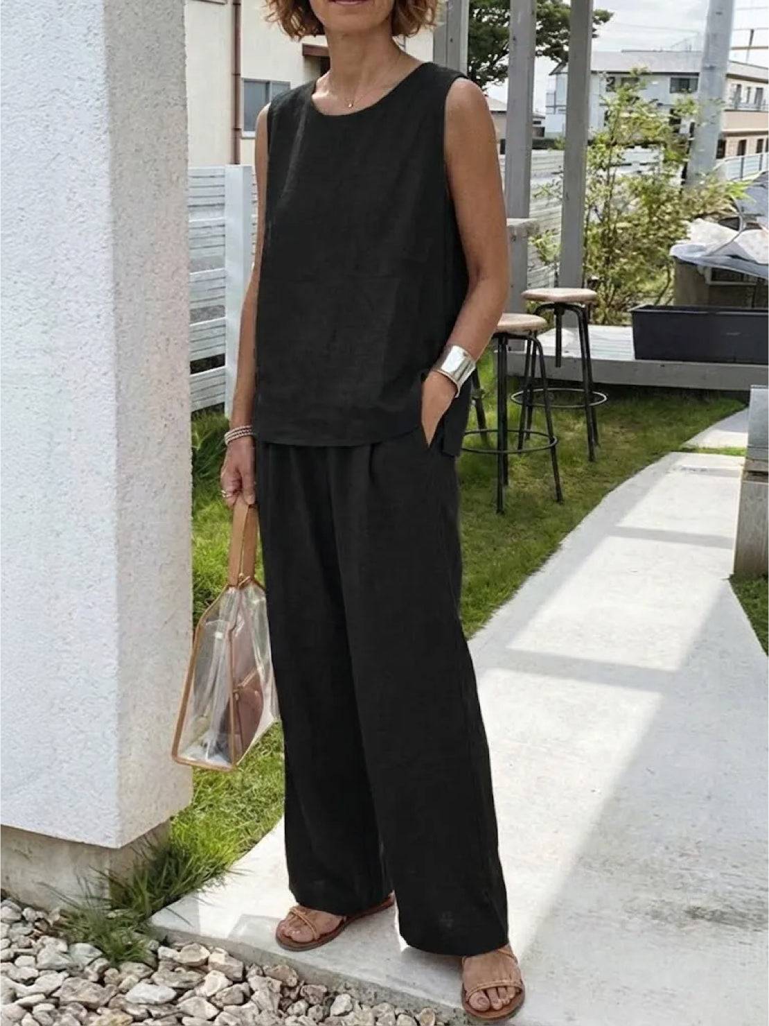 Olivia | Women's Sleeveless Tank and Wide-Leg Pant Set