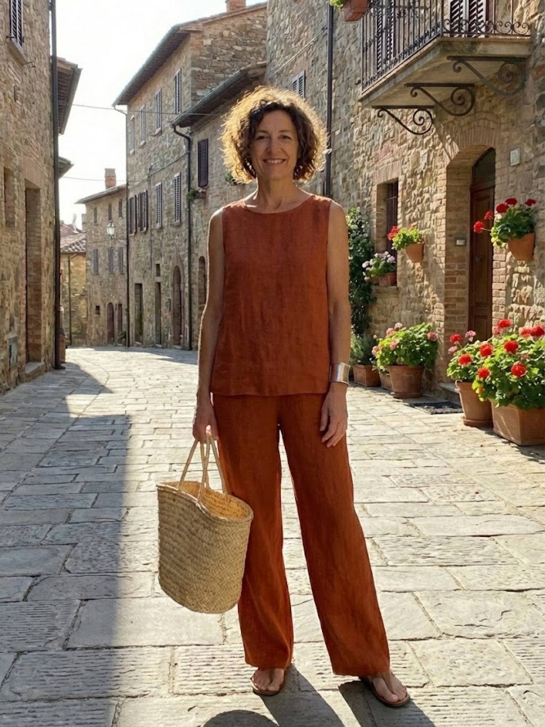 Olivia | Women's Sleeveless Tank and Wide-Leg Pant Set