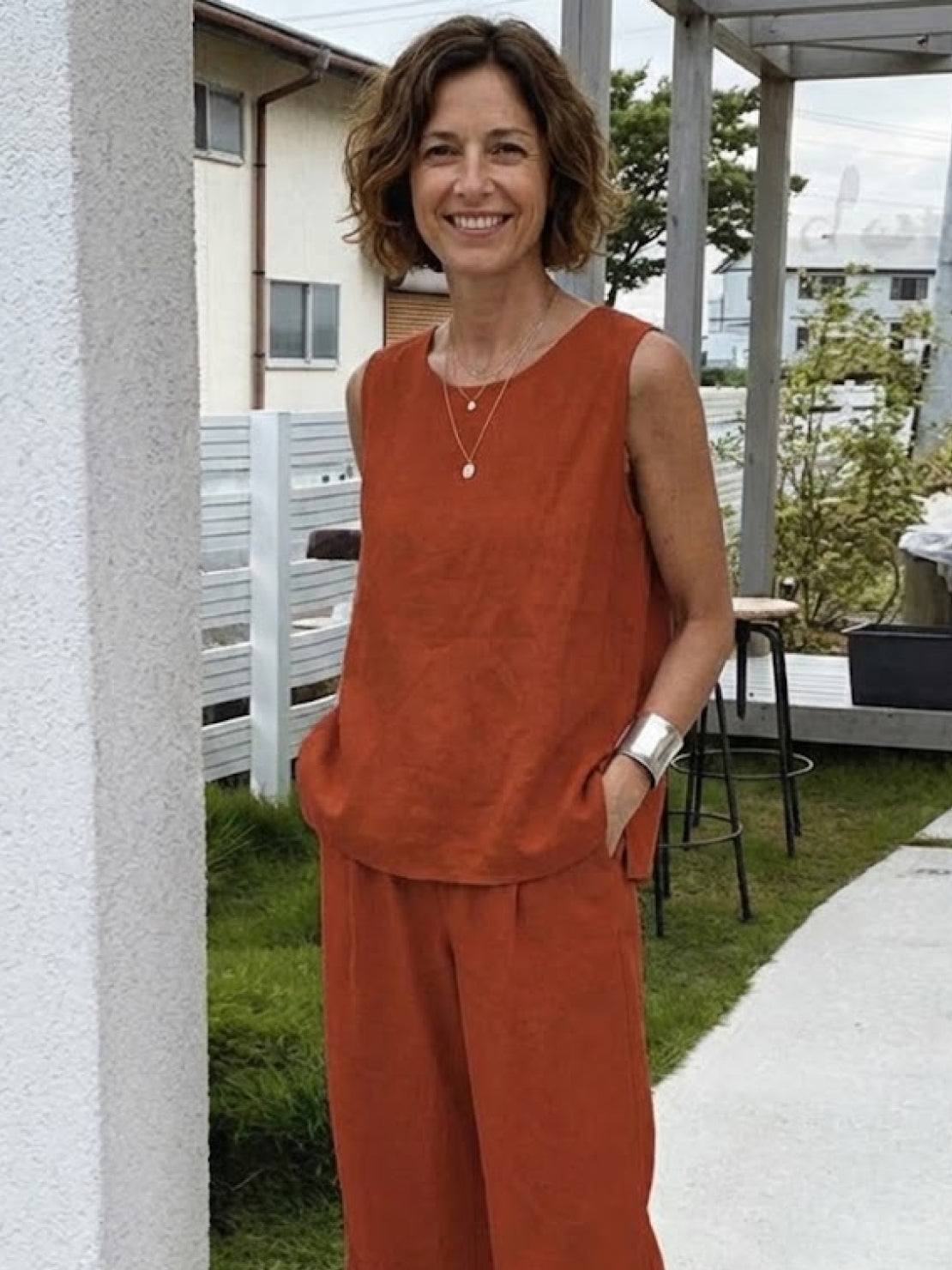 Olivia | Women's Sleeveless Tank and Wide-Leg Pant Set