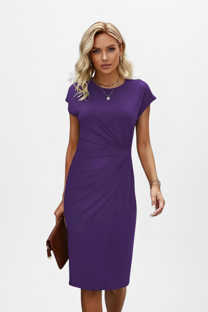 Lysandra | Women's Ruched Waist Round Neck Dress