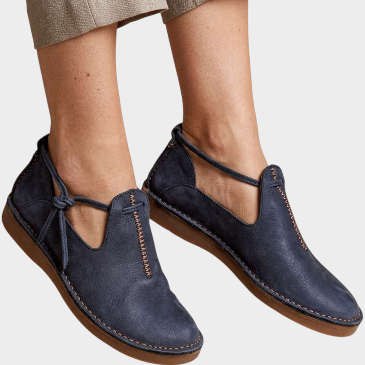 Women's Leather Flats with Ankle Coverage