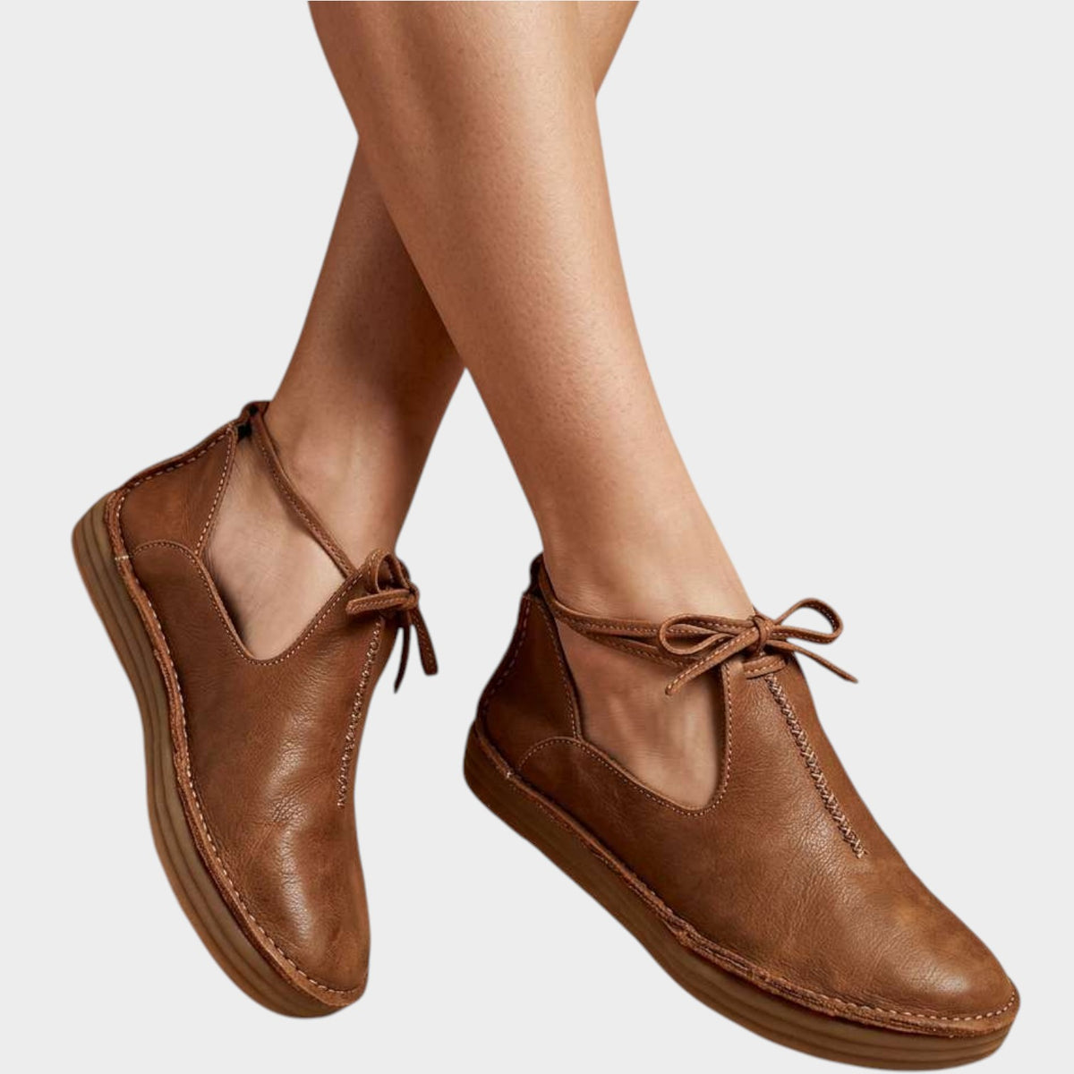 Women's Leather Flats with Ankle Coverage