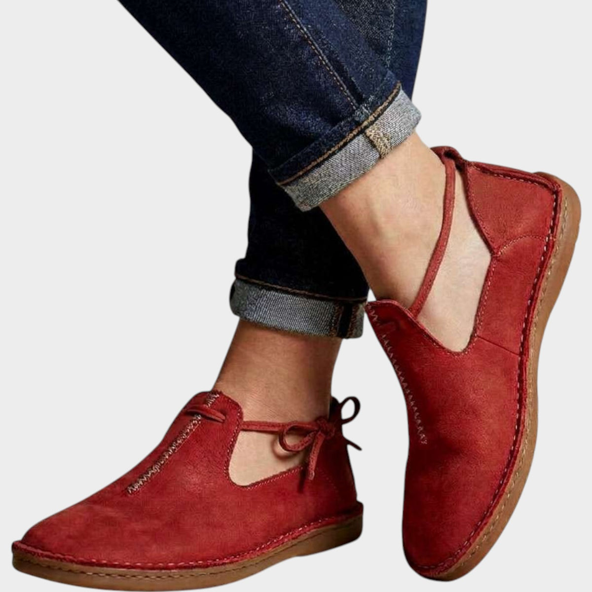 Women's Leather Flats with Ankle Coverage