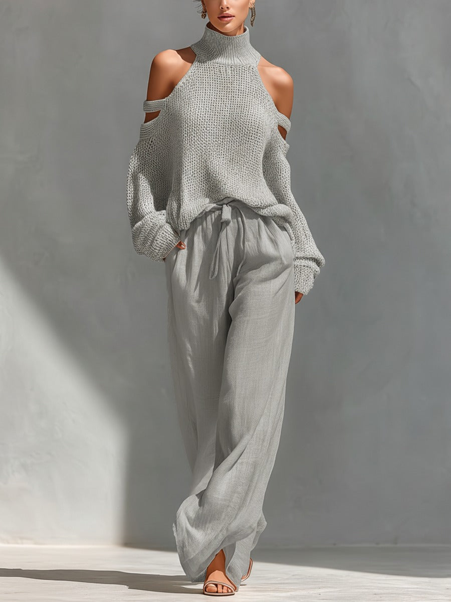 Magnolia | Women's Cold Shoulder Sweater and Wide Leg Pant Ensemble