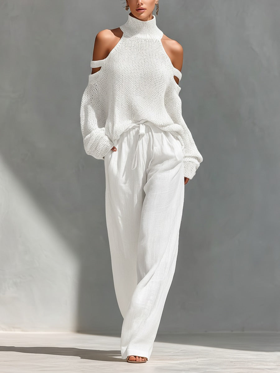 Magnolia | Women's Cold Shoulder Sweater and Wide Leg Pant Ensemble