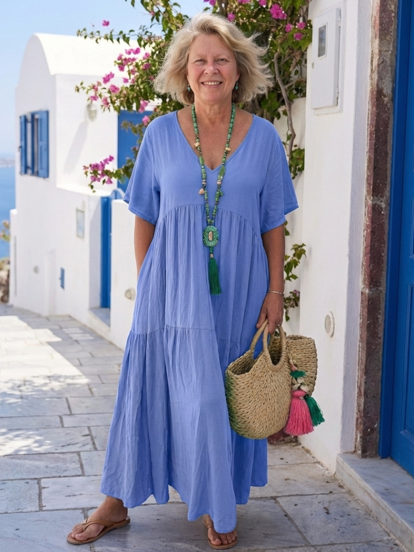 Melody | Women's Tiered Maxi Dress with Short Sleeves