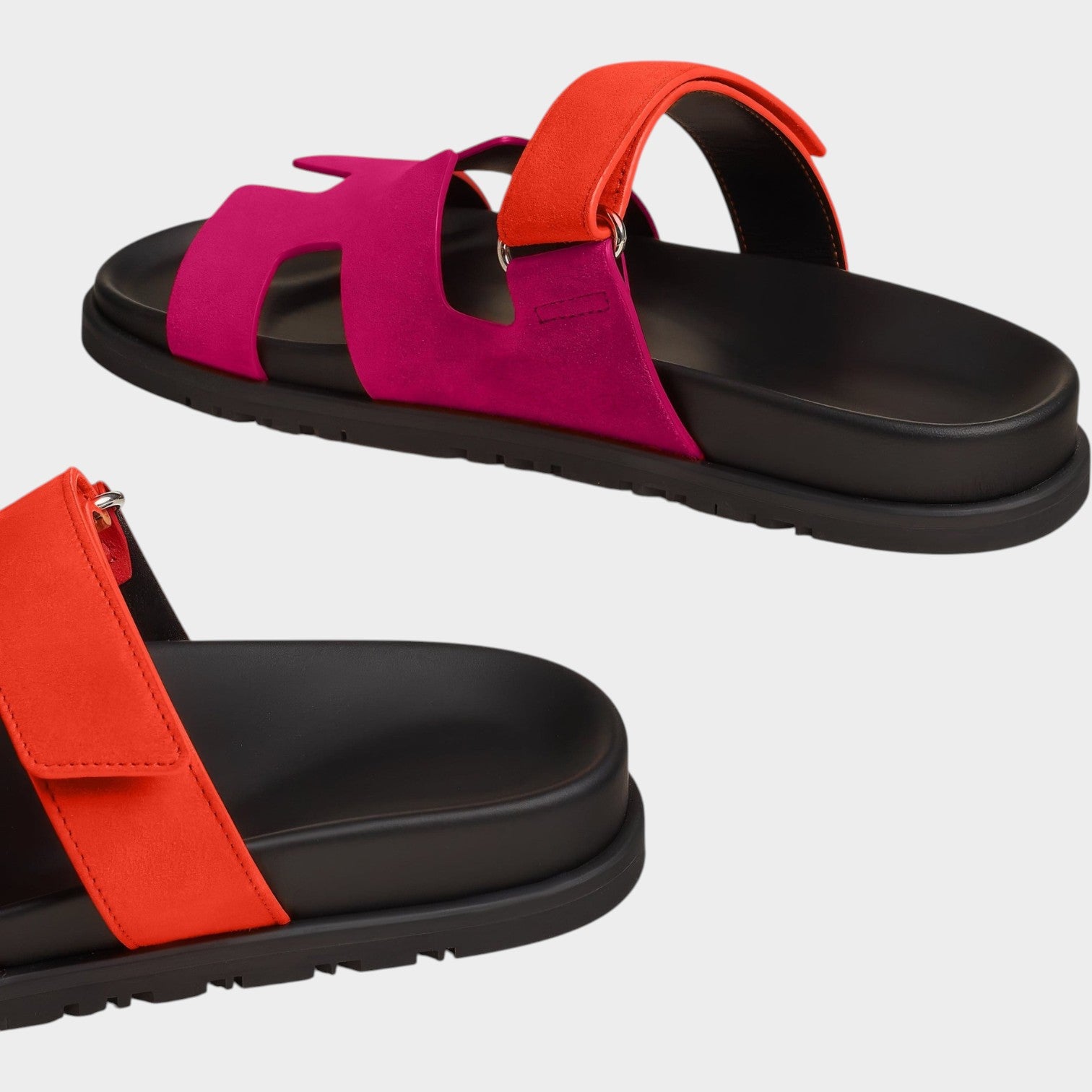 Comfort Leather Slide Sandals with Adjustable Strap
