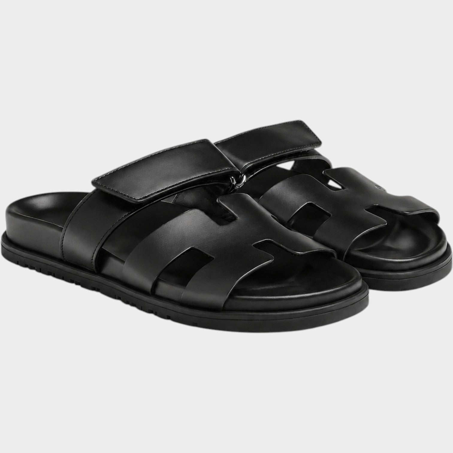 Comfort Leather Slide Sandals with Adjustable Strap