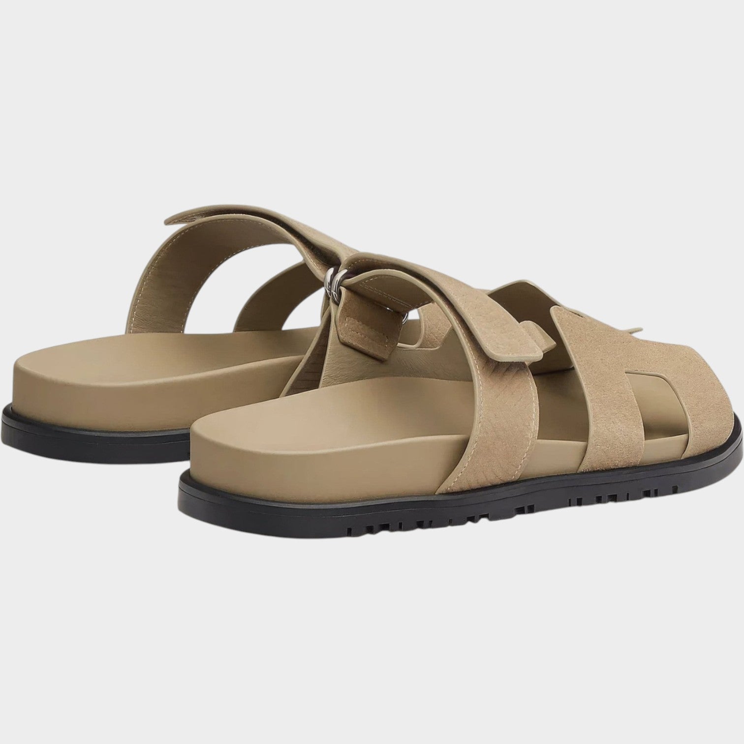 Comfort Leather Slide Sandals with Adjustable Strap