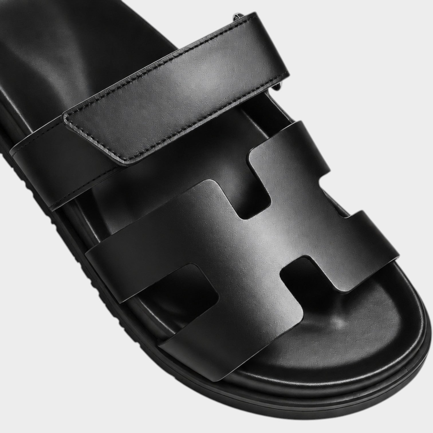 Comfort Leather Slide Sandals with Adjustable Strap