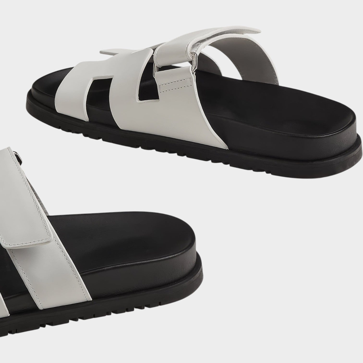 Comfort Leather Slide Sandals with Adjustable Strap