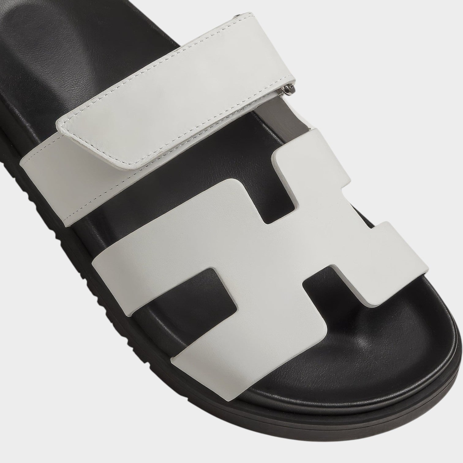 Comfort Leather Slide Sandals with Adjustable Strap