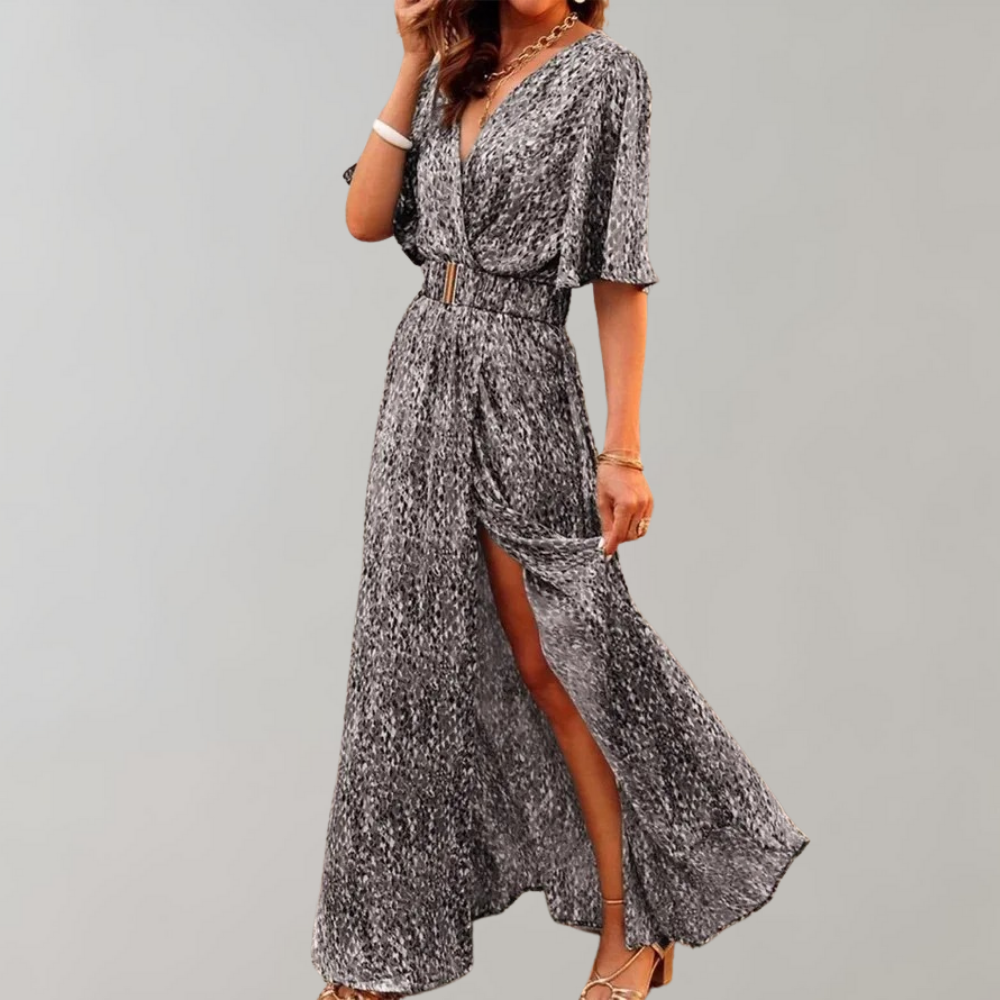Nyx | Women's Maxi Dress with Abstract Print Wrap Design