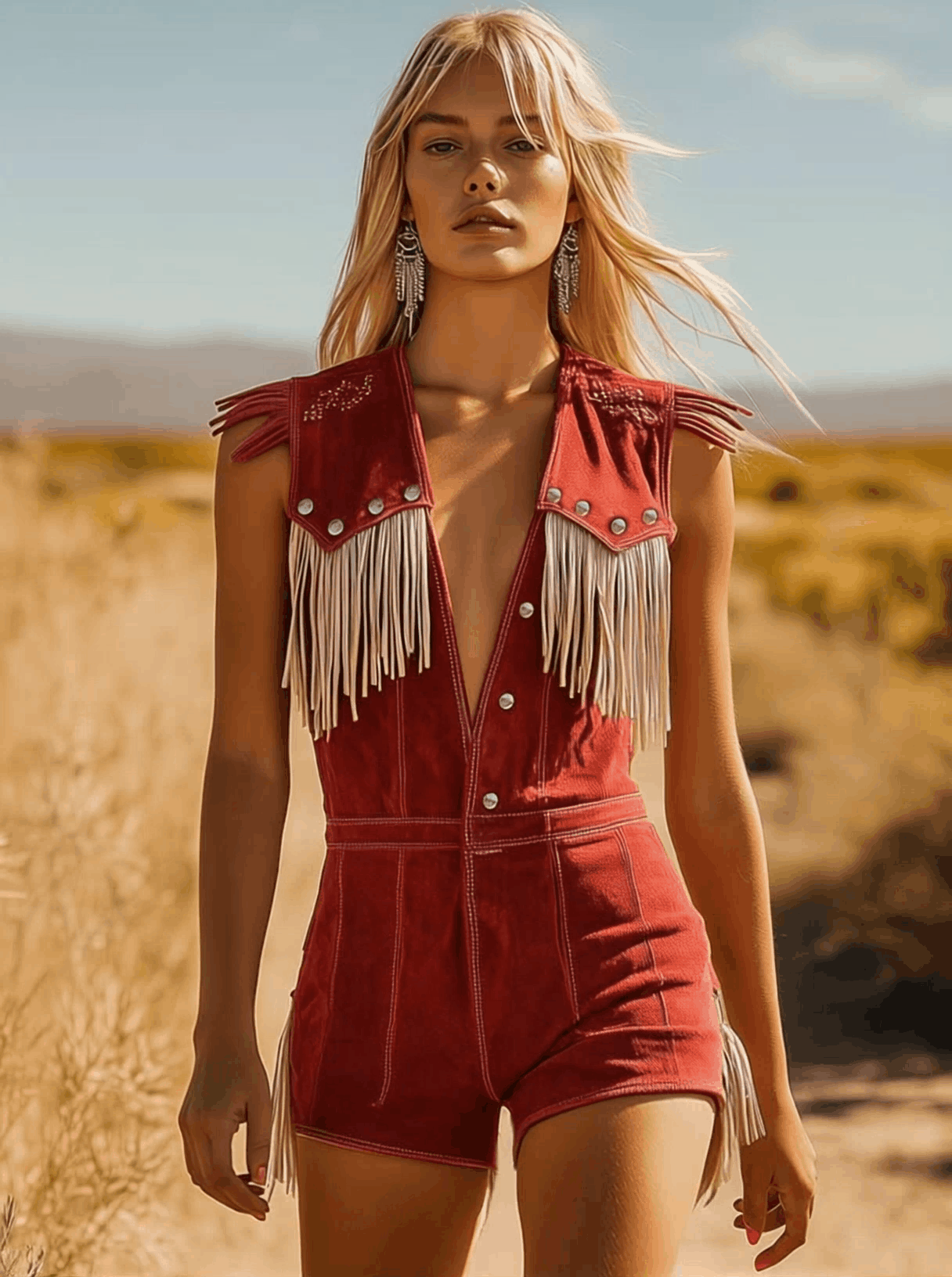 Oakley | Women's V-Neck Western Fringe Jumpsuit