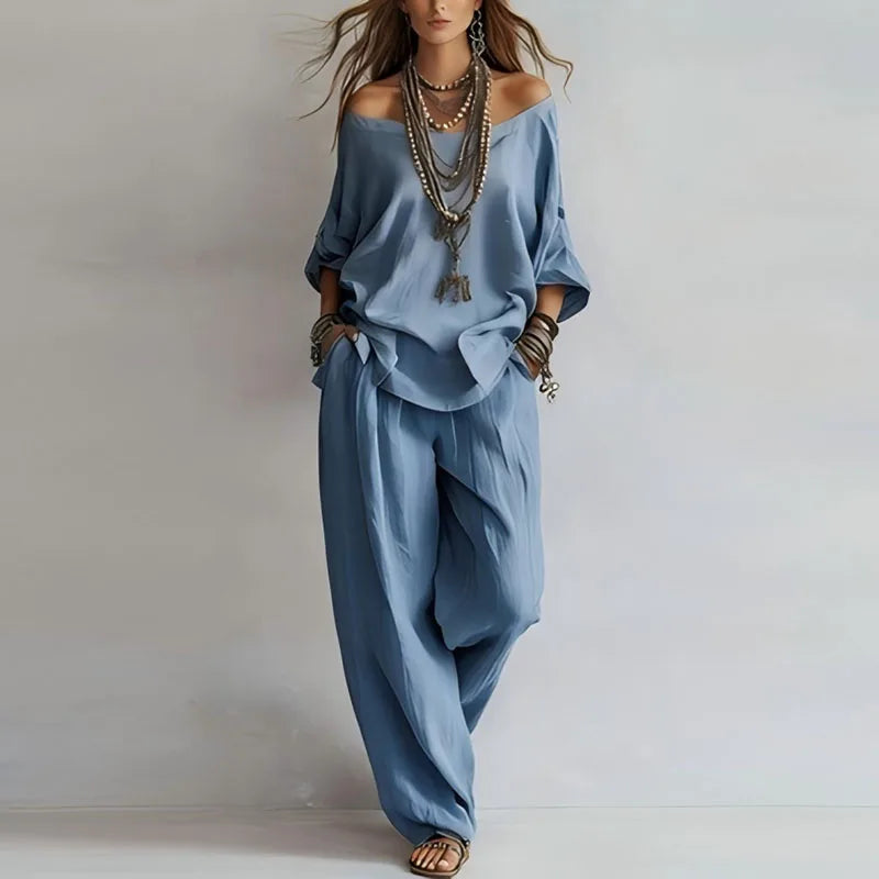 Octavia | Women's Off-Shoulder Wide-Leg Coordinating Set