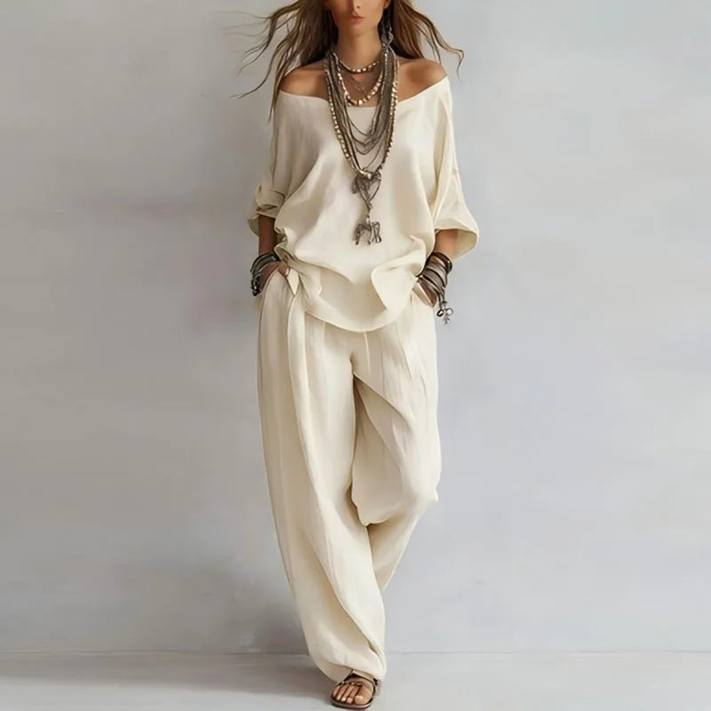 Octavia | Women's Off-Shoulder Wide-Leg Coordinating Set