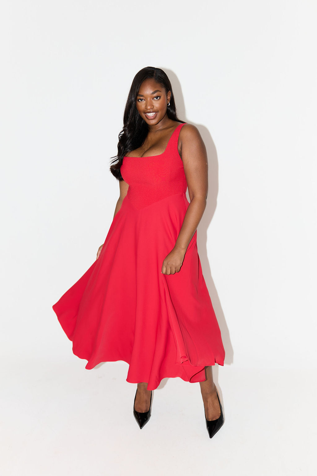 Angela™ | Elegant Flowing Midi Dress