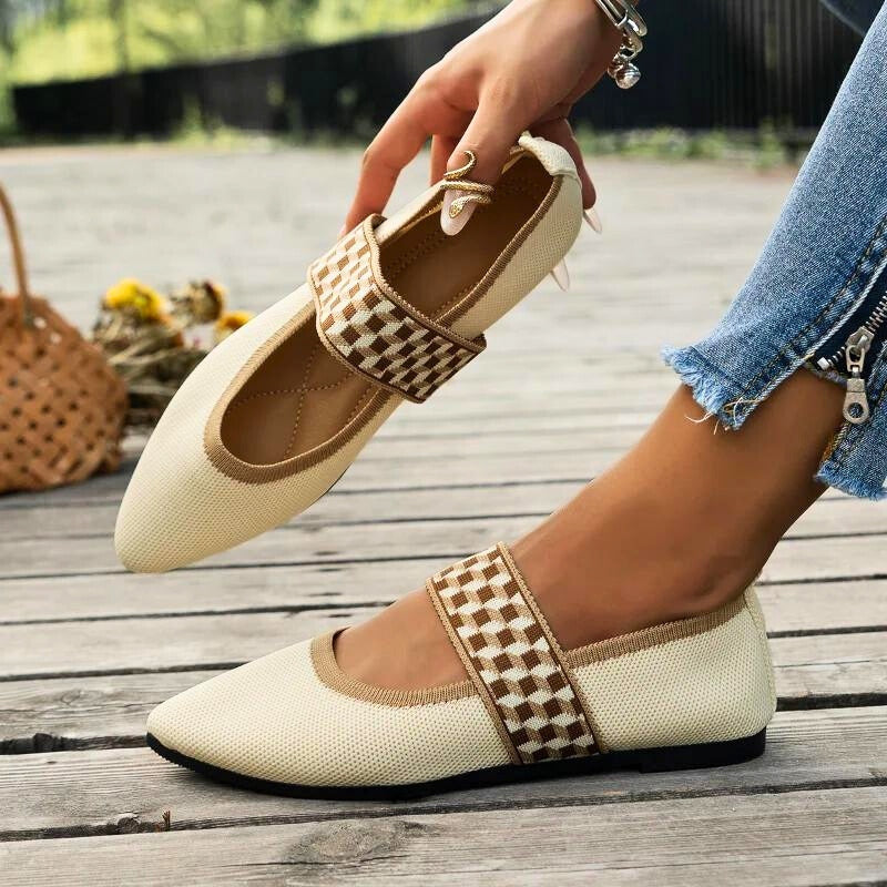 Ophelia | Women's Checkered Mary Jane Flats with Strap