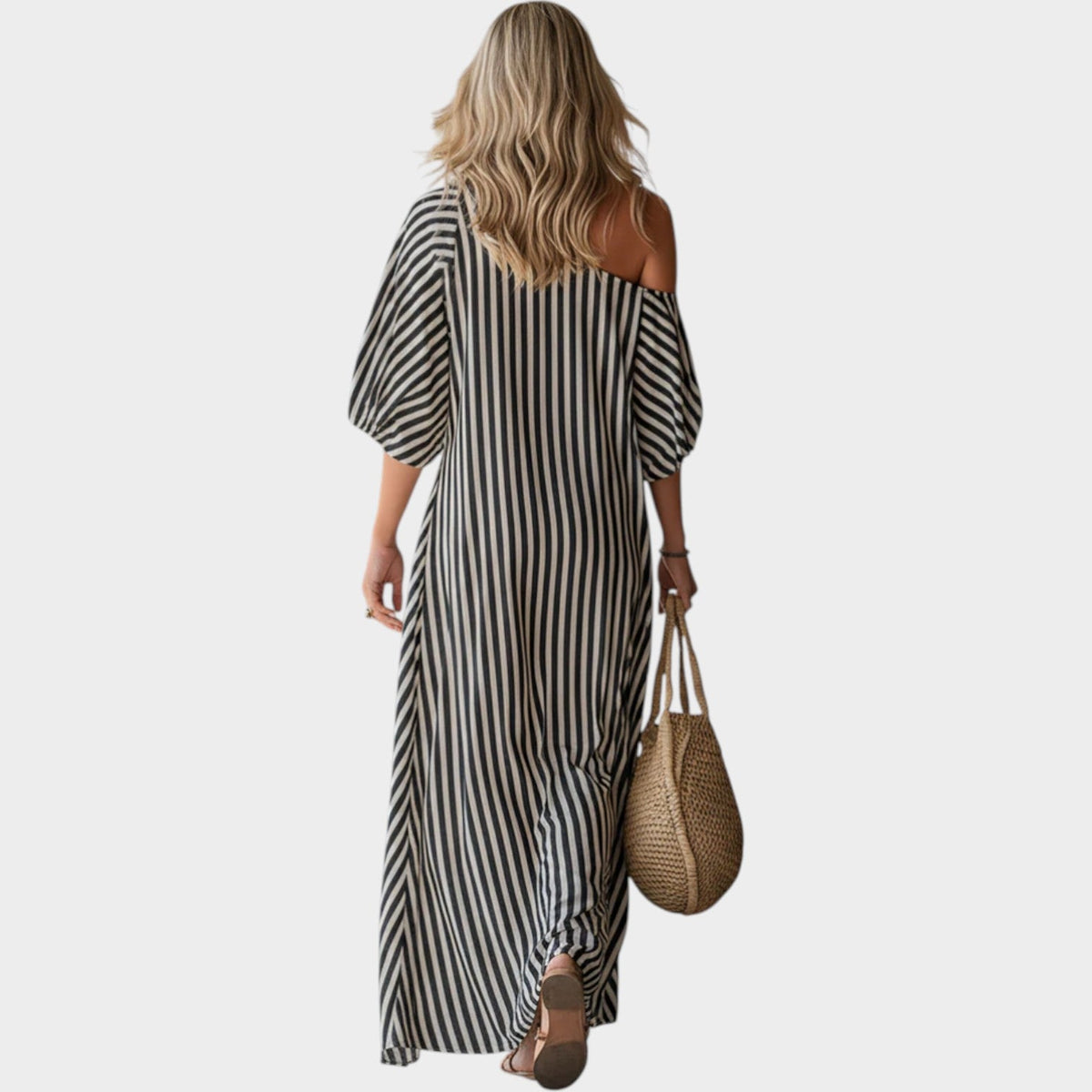 Women's Off‑Shoulder Striped Maxi Dress