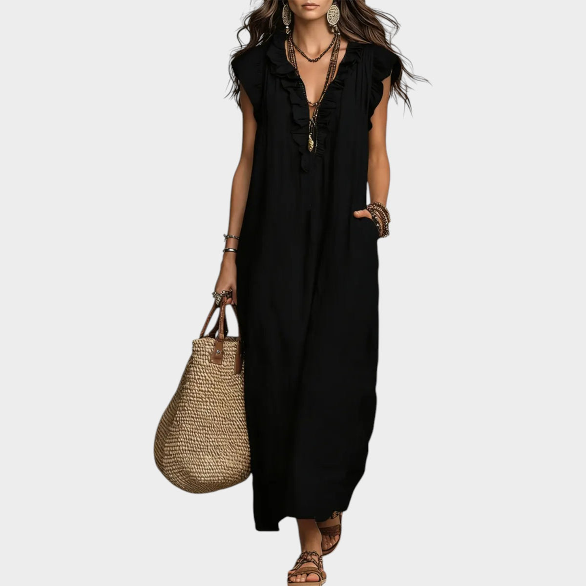 Women's Maxi Dress Sleeveless Ruffle
