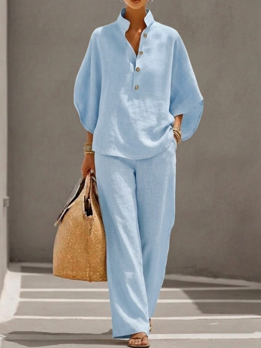 Nadia | Women's 2-Piece Batwing Top and Wide-Leg Pants Set