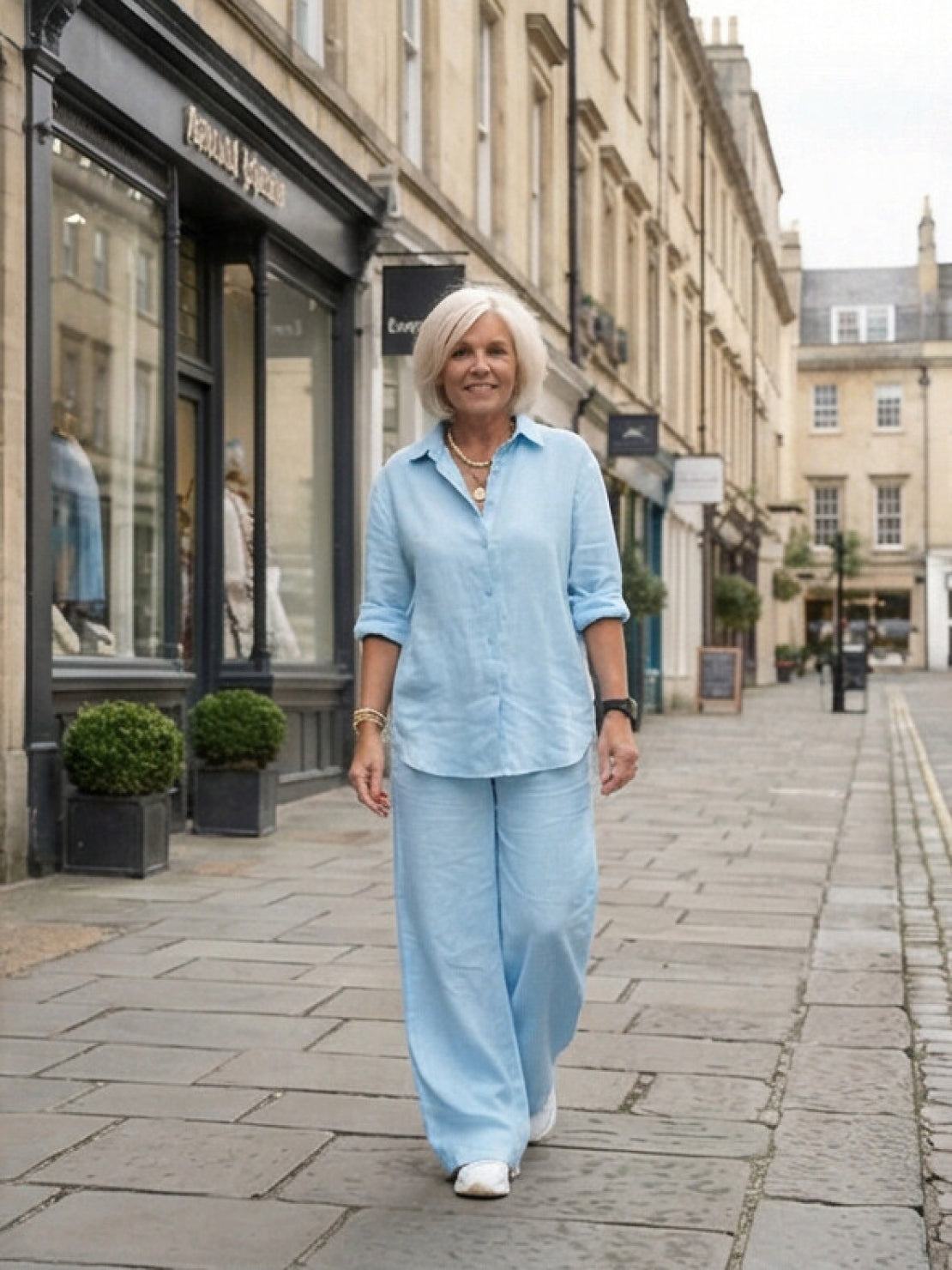 Vivian | Women's Relaxed Button-Up Shirt and Wide-Leg Trousers Ensemble