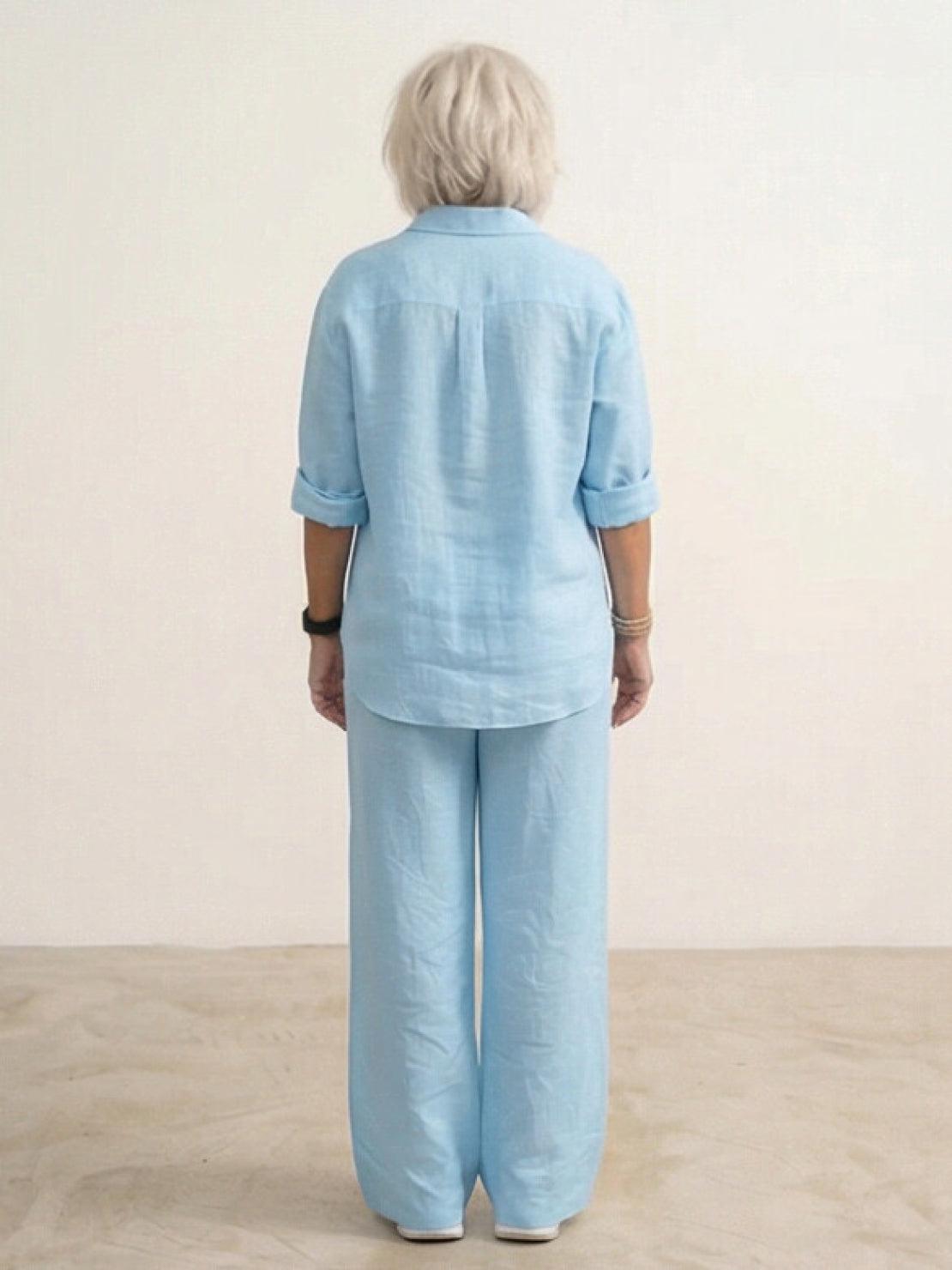 Vivian | Women's Relaxed Button-Up Shirt and Wide-Leg Pant Ensemble