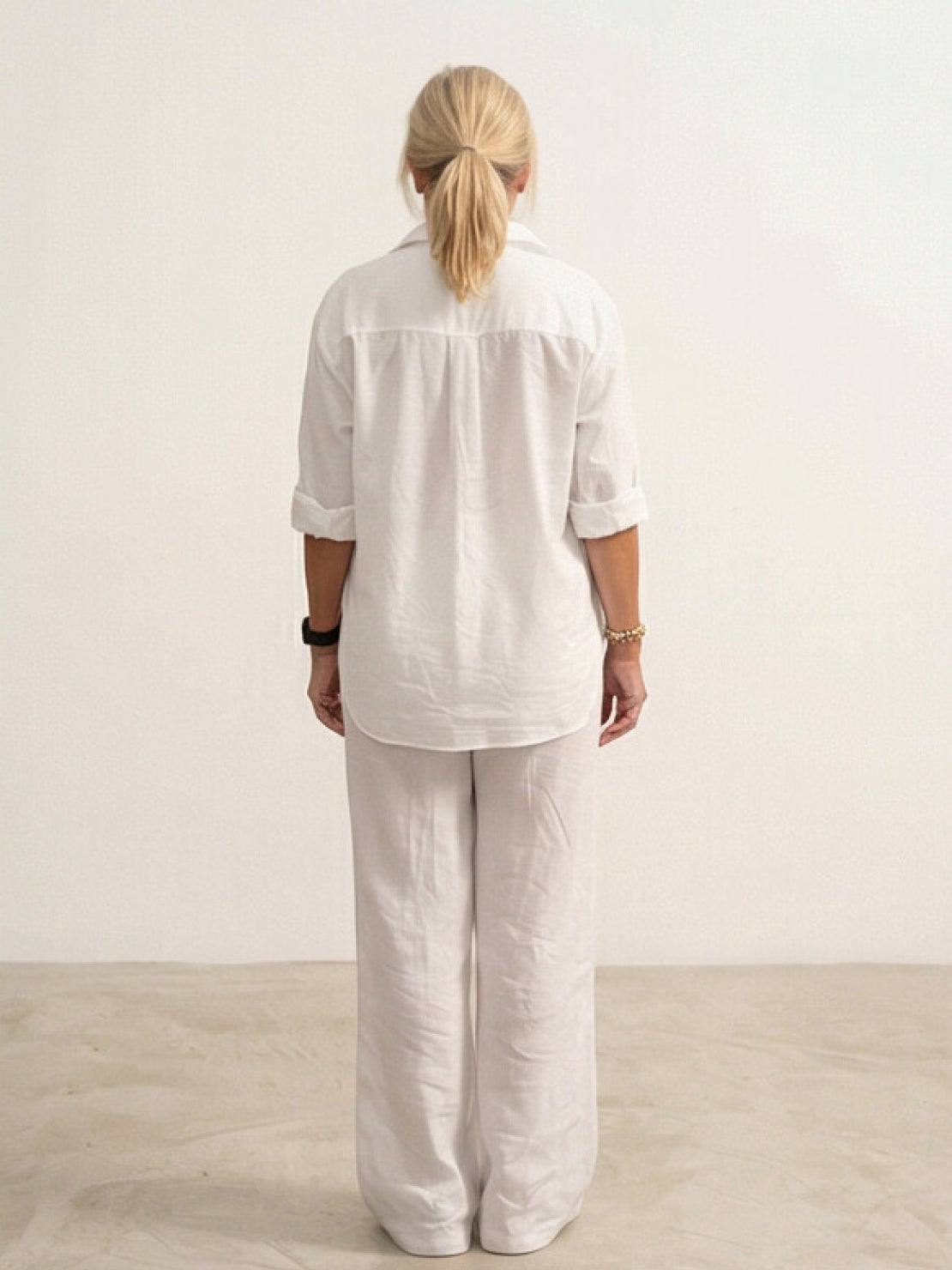 Vivian | Women's Relaxed Button-Up Shirt and Wide-Leg Trousers Ensemble