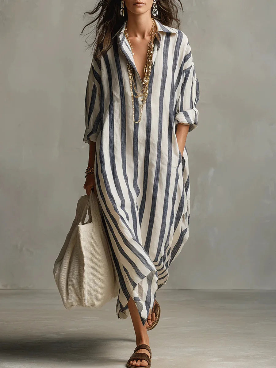 Paloma | Women's Long Sleeve Striped Shirt Dress
