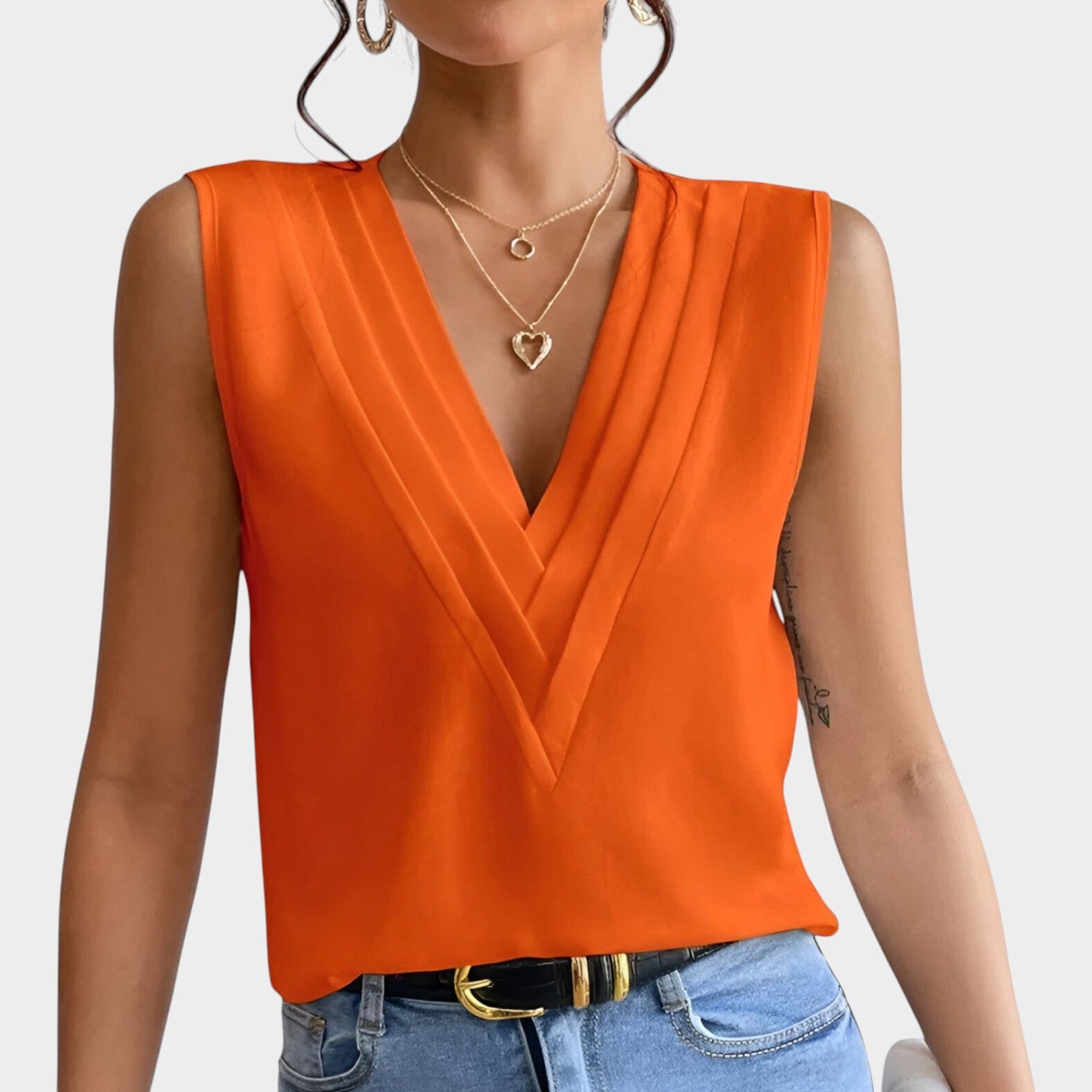 Sleeveless V Neck Blouse