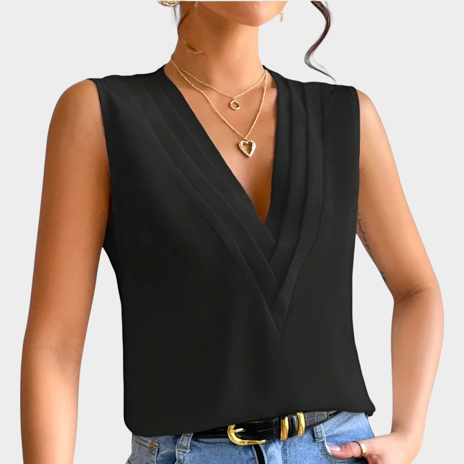Sleeveless V Neck Blouse