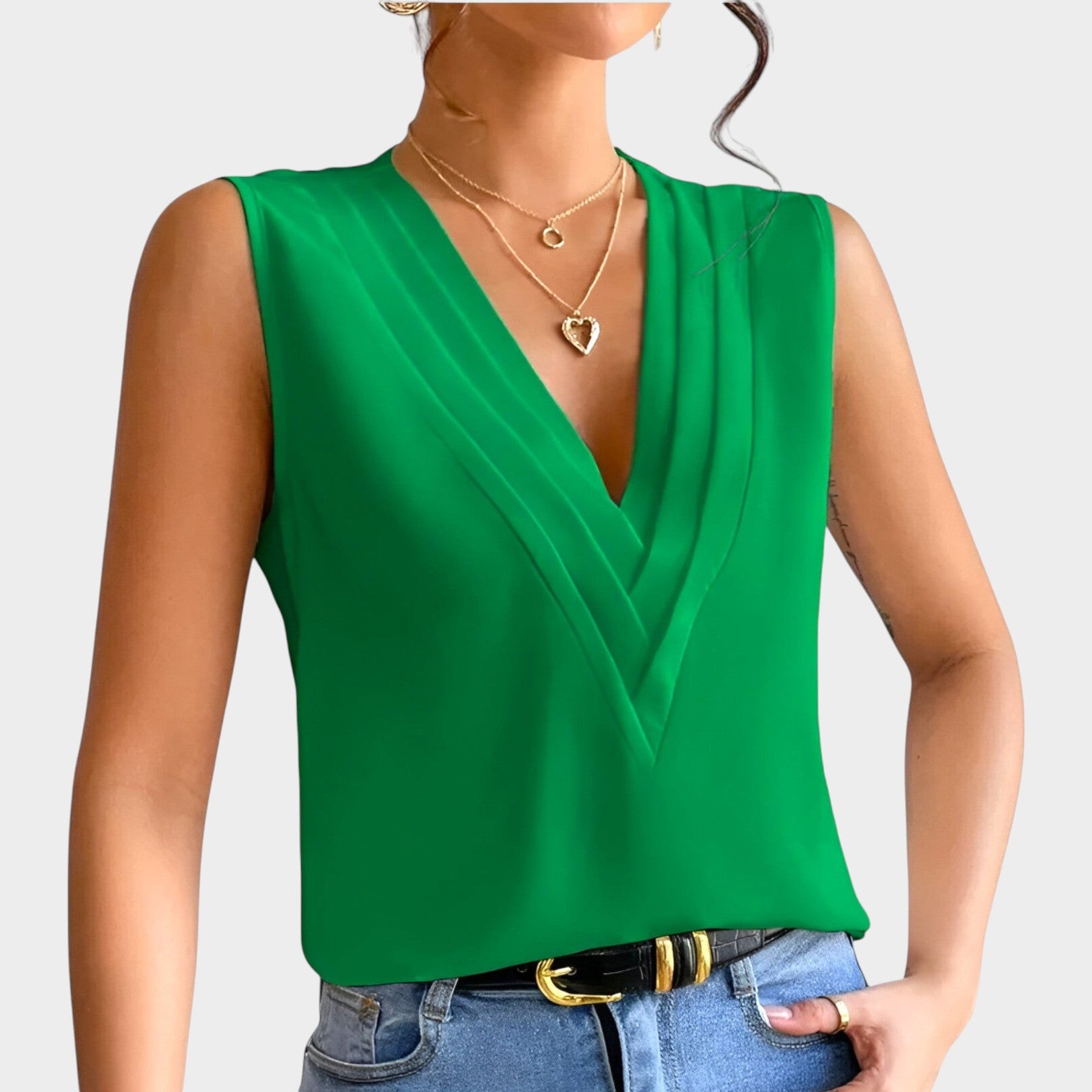 Sleeveless V Neck Blouse