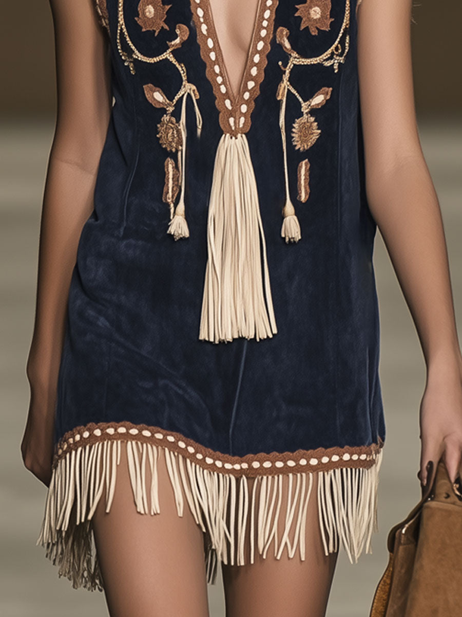 Raven | Bohemian Mini Dress with Embroidery for Women