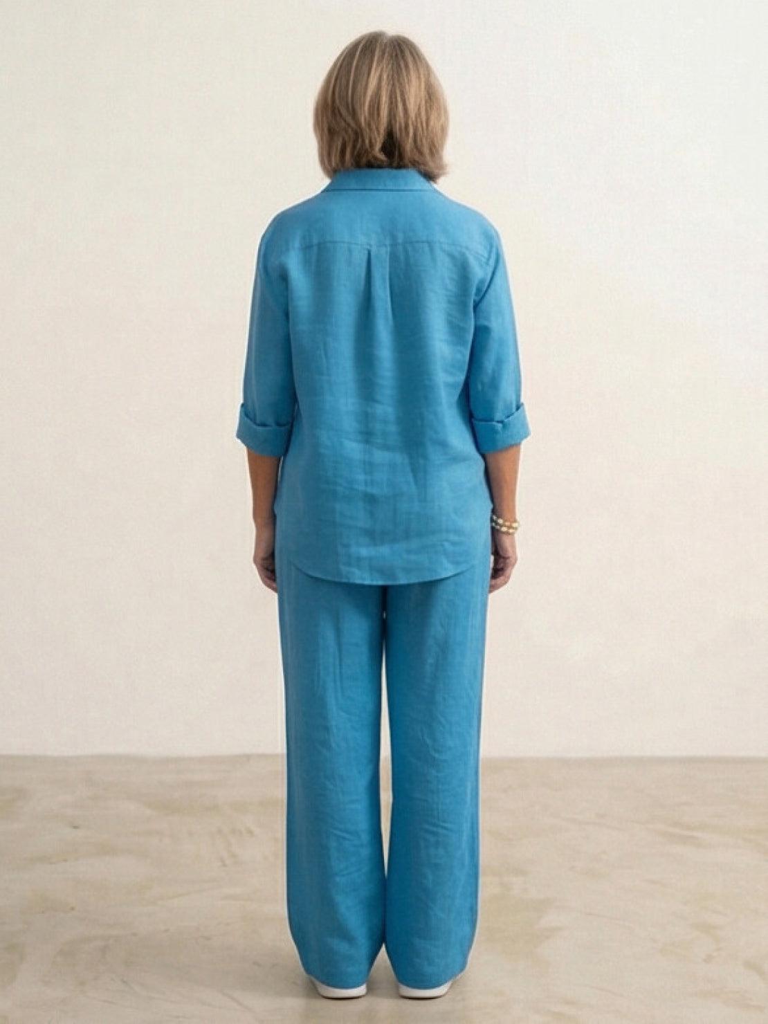 Vivian | Women's Relaxed Button-Up Shirt and Wide-Leg Pant Ensemble