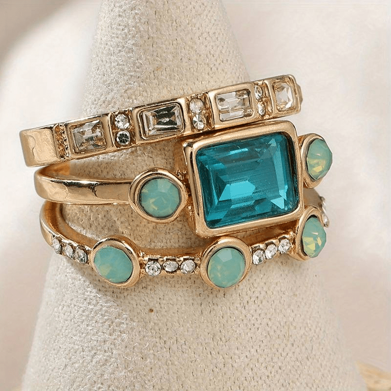 Caelia™ | Retro Blue Crystal Ring