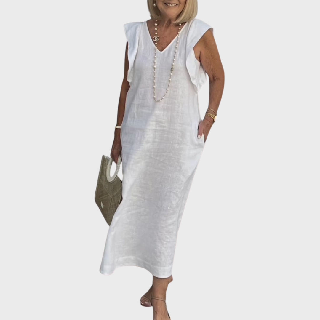 Rosalinda | Women's Sleeveless V-Neck Maxi Dress with Pockets