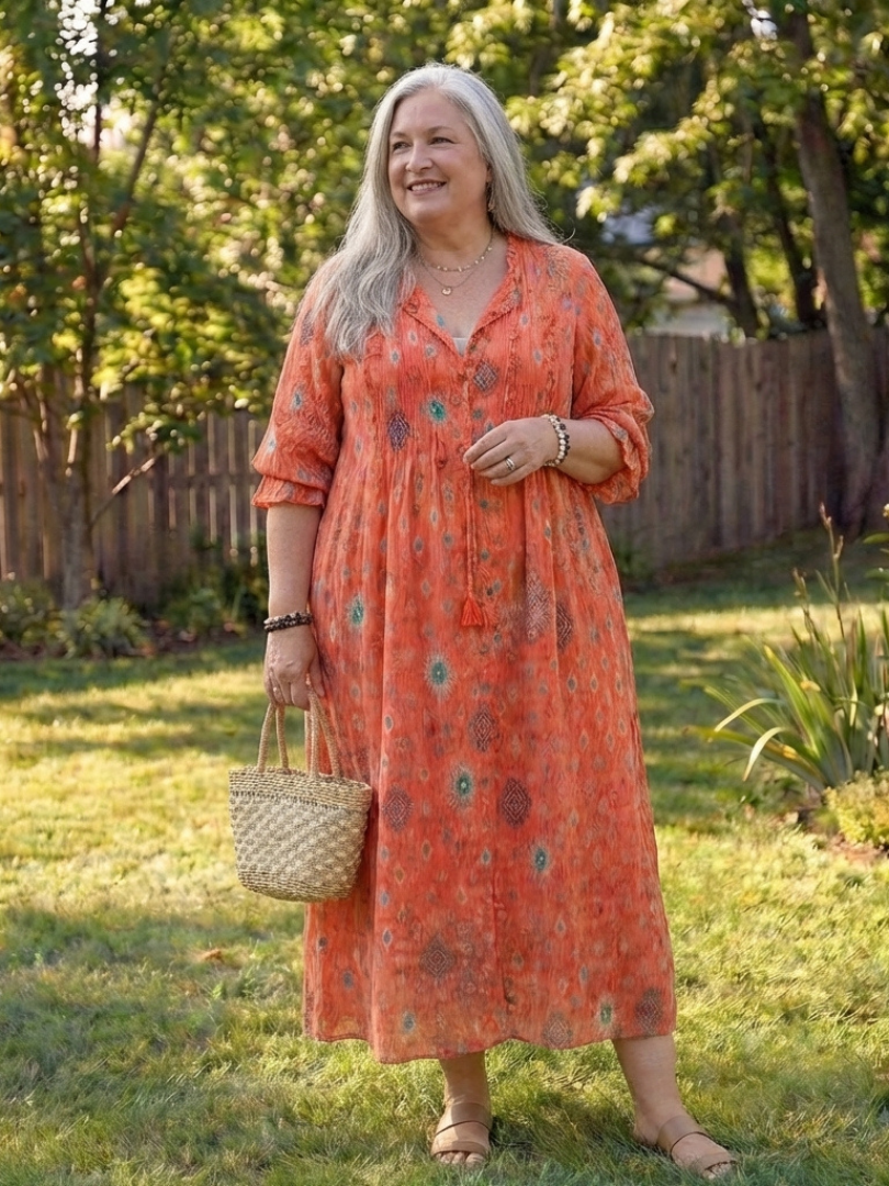 Roselyn | Women's Floral Maxi Dress with Button Front