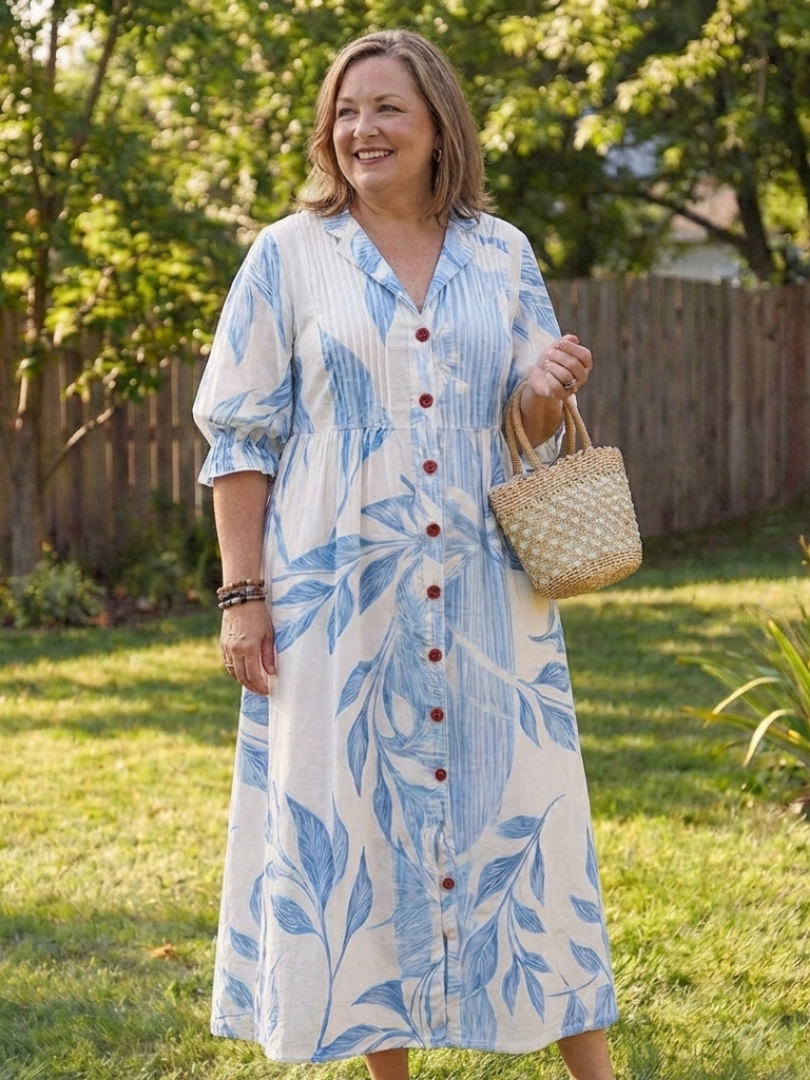 Roselyn | Women's Floral Maxi Dress with Button Front