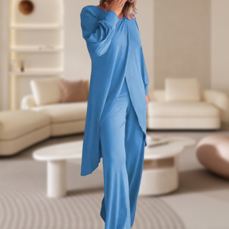 Haven | Women's Long Sleeve Tunic and Wide Leg Pants Two-Piece Set
