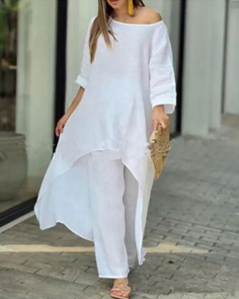 Oasis | Women's Longline Tunic & Wide Leg Pants Two-Piece Set