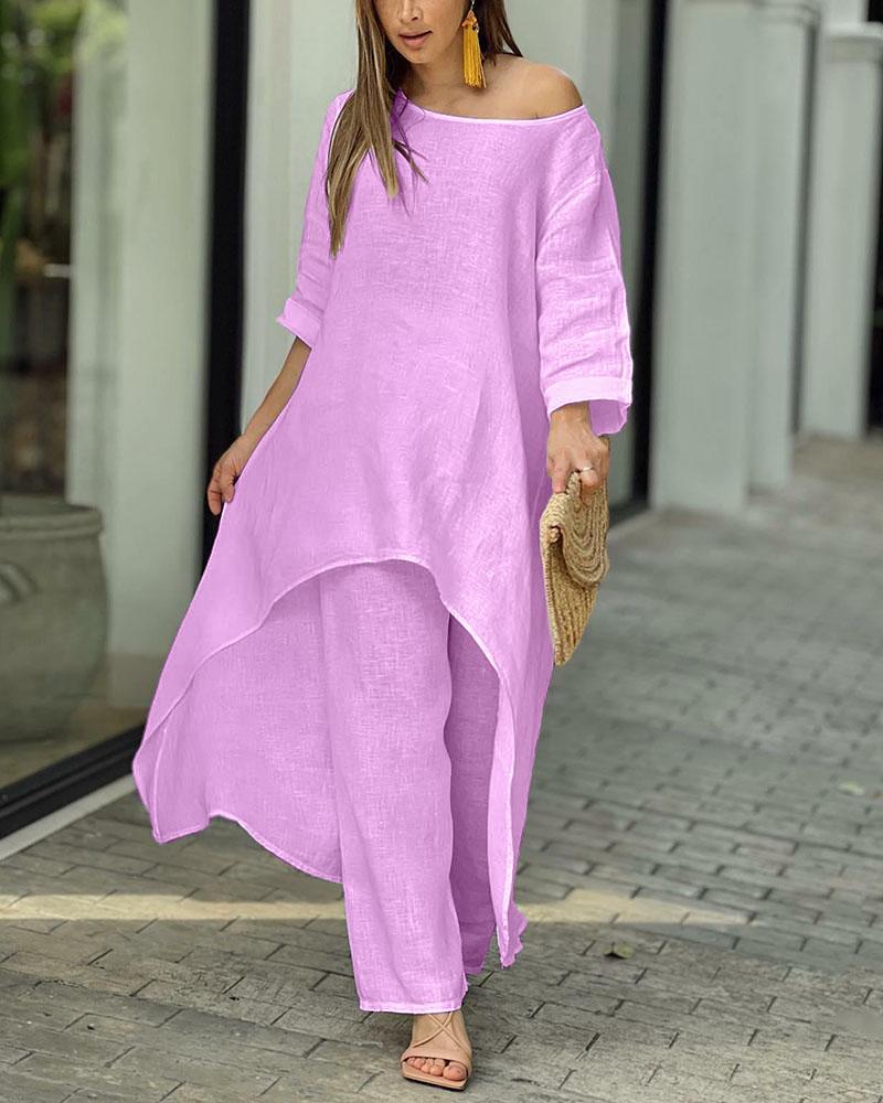 Oasis | Women's Longline Tunic & Wide Leg Pants Two-Piece Set