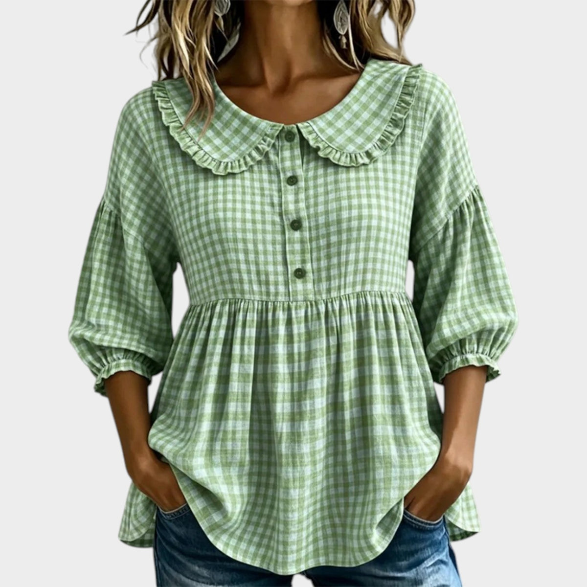 Women's Check Top Casual Gingham Blouse