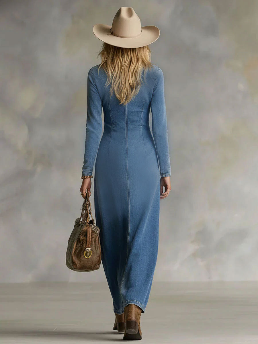 Talia | Women's Maxi Dress with V-Neck and Button Front