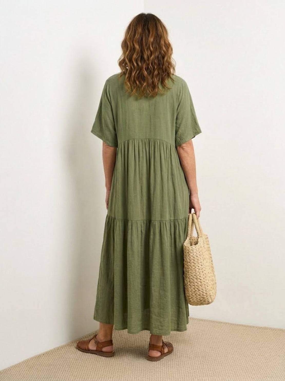 Sienna | Women's Short Sleeve V-Neck Tiered Maxi Dress