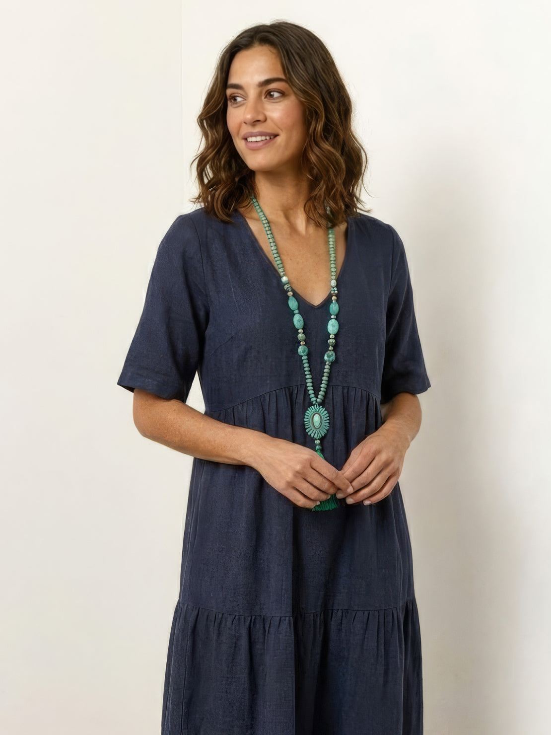 Sienna | Women's Short Sleeve V-Neck Tiered Maxi Dress