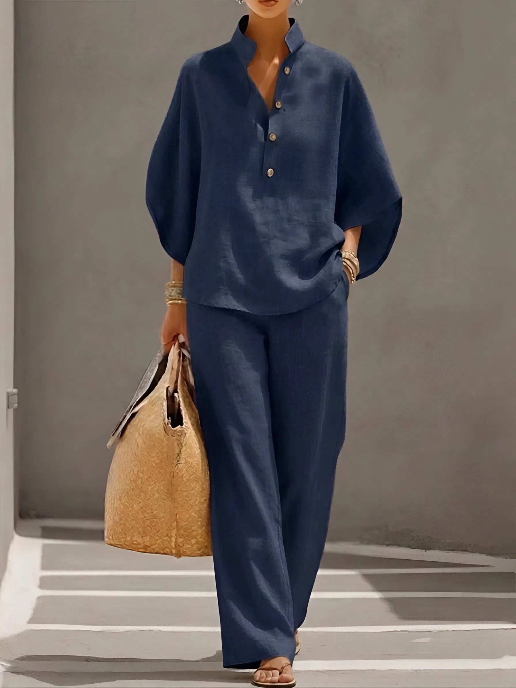 Valentina | Women's Wide Leg Button-Up Ensemble