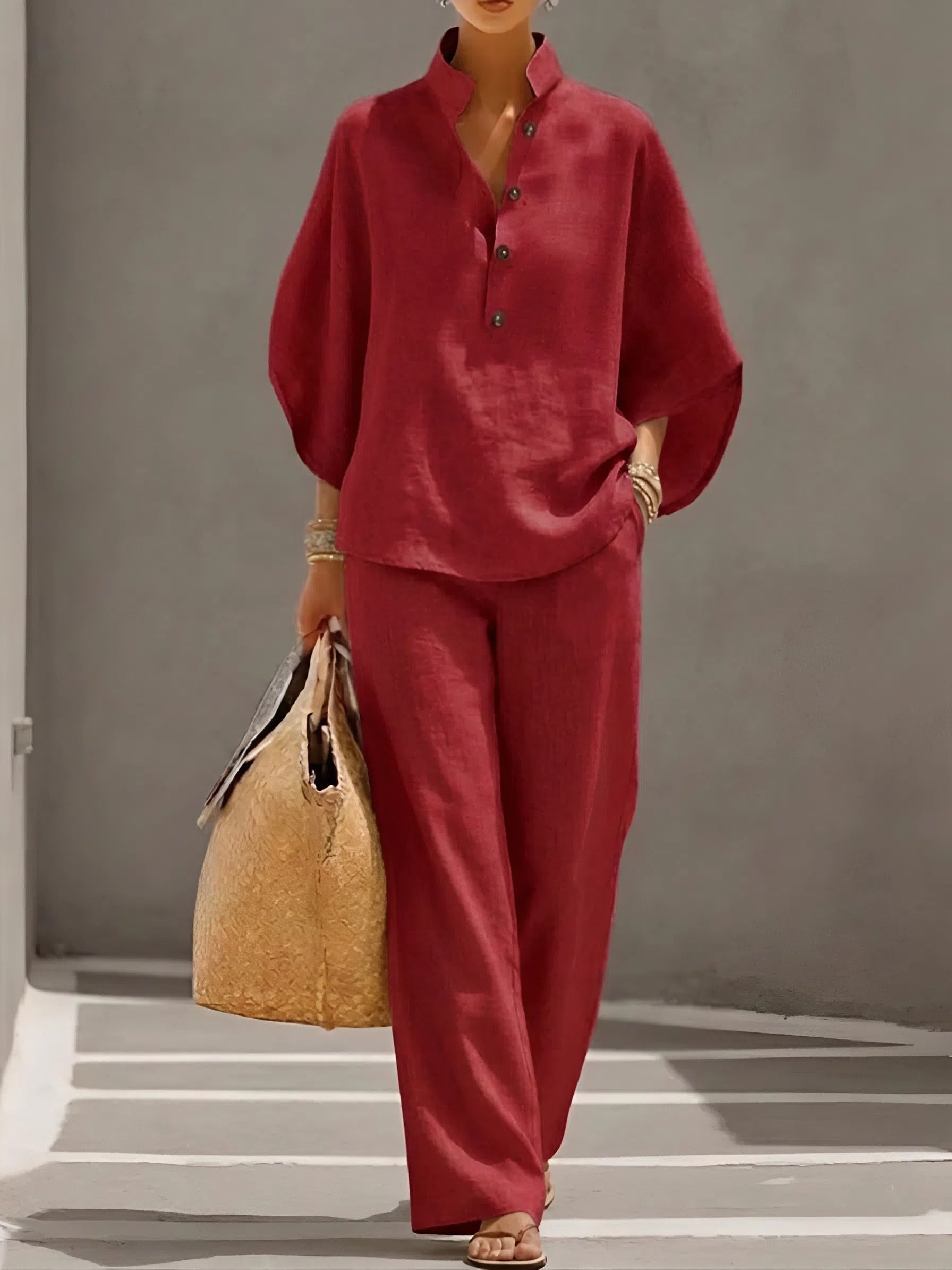Valentina | Women's Wide Leg Button-Up Ensemble