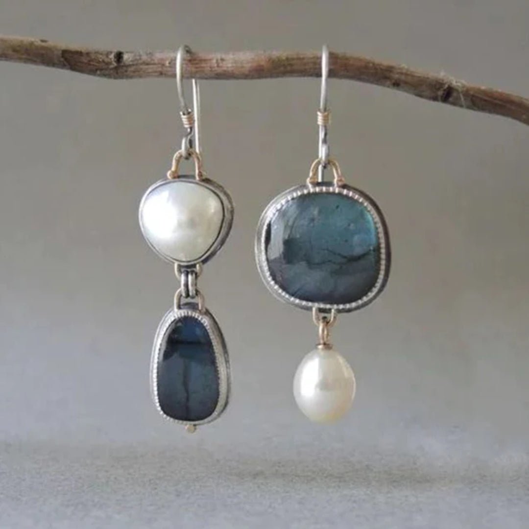 Azura™ | Classic Blue Gem and Pearl Earrings
