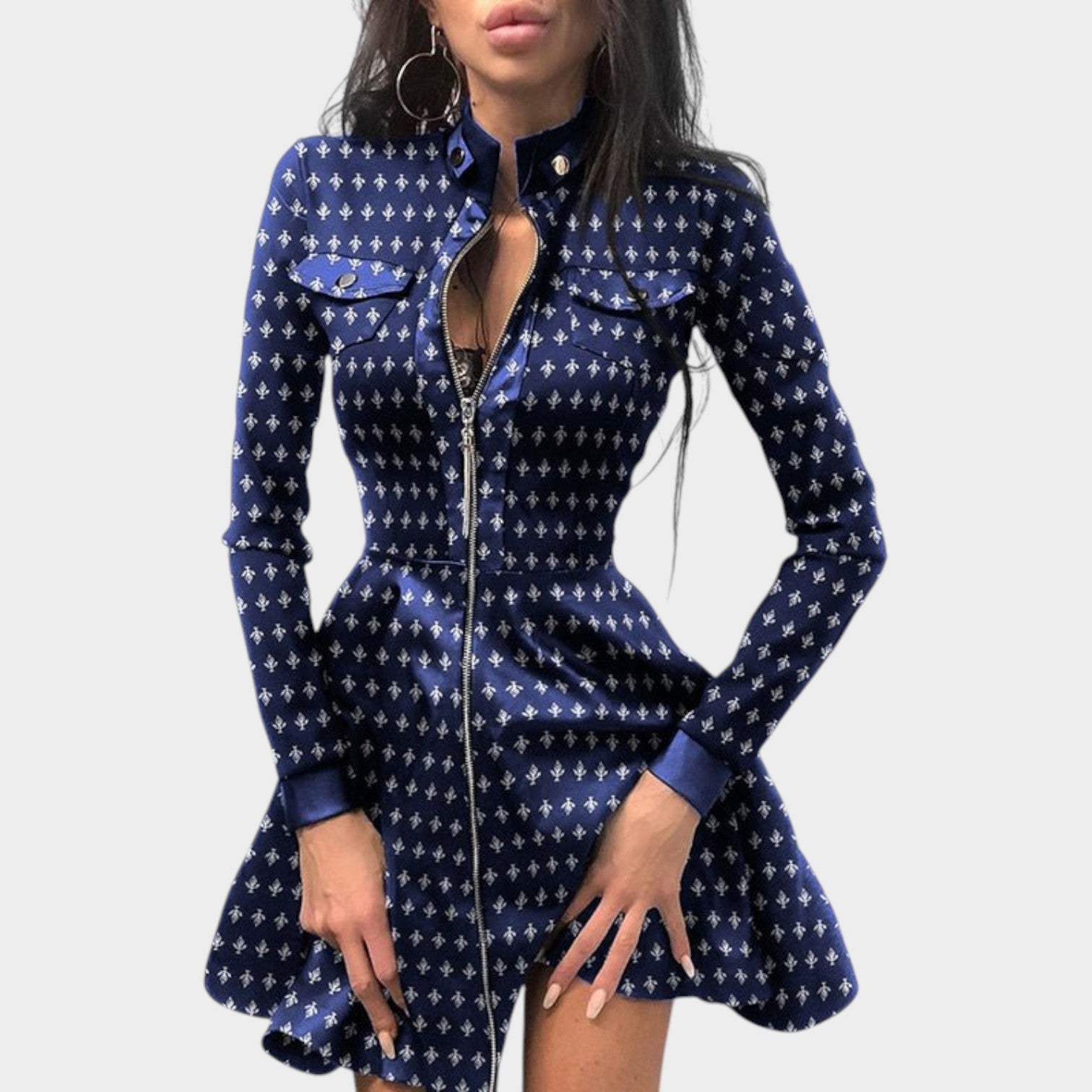 Zip Front Mini Dress