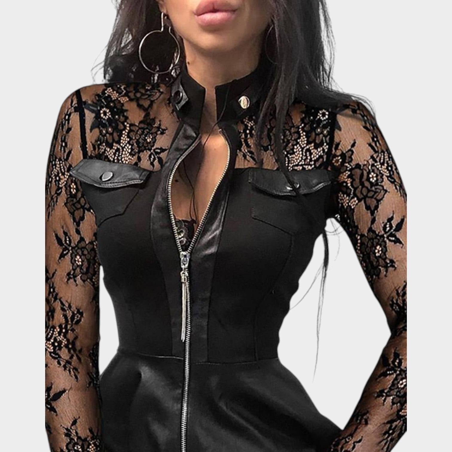 Zip Front Mini Dress